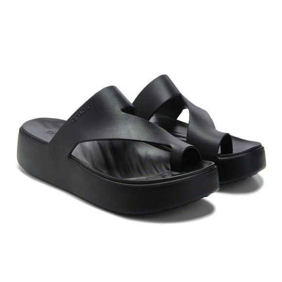 CROCS GETAWAY Platform Toe Loop Sandals Black Slides Women’s Size 11 W - Picture 1 of 9
